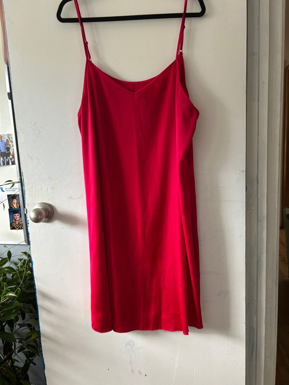 Red Slip Dress with Spaghetti Straps